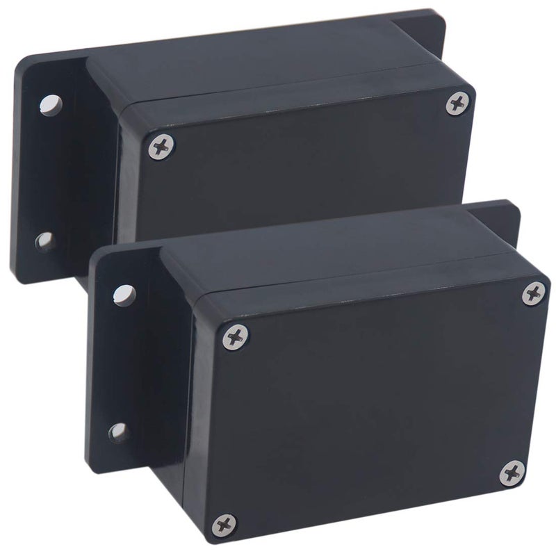 Raculety 2 Pack Project Box IP65 Waterproof Junction Box ABS Plastic Black Electrical Boxes DIY Electronic Project Case Power Enclosure with Fixed Ear 3.94 x 2.68 x 1.97 inch(100x68x50mm) - Image 1